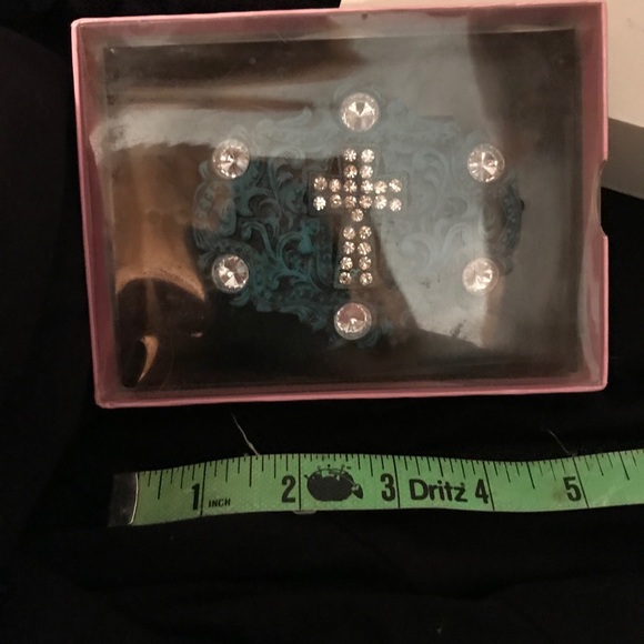 NOCONA Belt Co. Buckle in box Turquoise & Rhinestone NWT - Picture 6 of 13